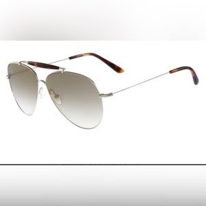 Valentino V120S Aviator Sunglasses Tortoise / Silver Frame / Brown Gradient Lens